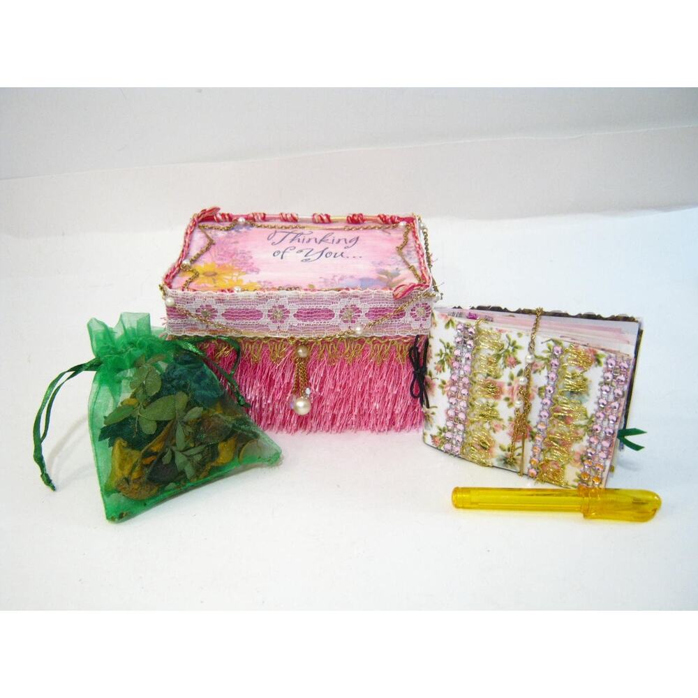 Handcrafted Keepsake Trinket Box for Mementos Desk Items w/ Journal Potpourri - Picture 10 of 10